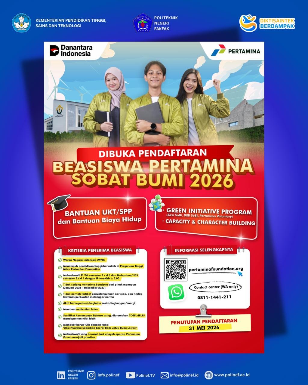 Dibuka Pendaftaran Beasiswa Pertamina Sobat Bumi 2026, Dukung Mahasiswa Berprestasi dan Berwawasan Lingkungan